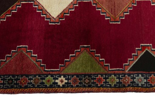Close-up detail of 2000s Persian Gabbeh rug from Iran / Persia showing Wool weave