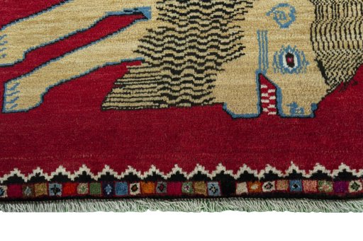 Central medallion detail of 2000s Persian Gabbeh rug from Iran / Persia