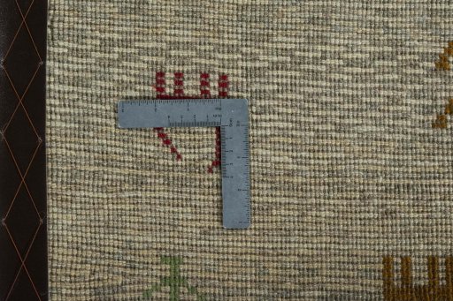 Close-up detail of 2000s Persian Gabbeh rug from Iran / Persia showing Wool weave