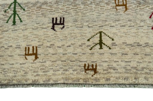 Central medallion detail of 2000s Persian Gabbeh rug from Iran / Persia
