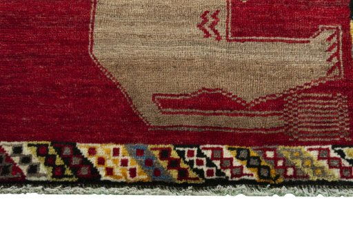 Central medallion detail of 2000s Persian Gabbeh rug from Iran / Persia