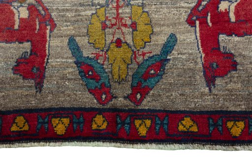 Central medallion detail of 2000s Persian Gabbeh rug from Iran / Persia