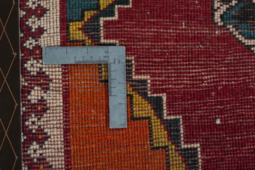 Close-up detail of 2000s Persian Gabbeh rug from Iran / Persia showing Wool weave