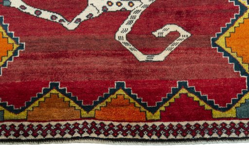 Central medallion detail of 2000s Persian Gabbeh rug from Iran / Persia