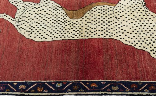 Close-up detail of 2000s Persian Gabbeh rug from Iran / Persia showing Wool weave