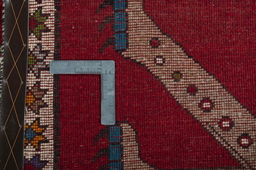 Close-up detail of 2000s Persian Gabbeh rug from Iran / Persia showing Wool weave