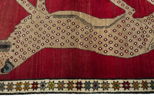 Close-up detail of 2000s Persian Gabbeh rug from Iran / Persia showing Wool weave
