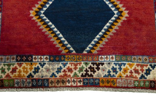 Central medallion detail of 2000s Persian Gabbeh rug from Iran / Persia