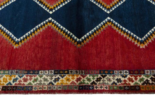 Close-up detail of 2000s Persian Gabbeh rug from Iran / Persia showing Wool weave