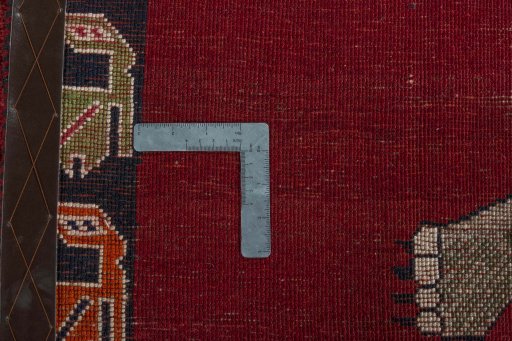 Close-up detail of 2000s Persian Gabbeh rug from Iran / Persia showing Wool weave