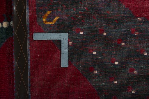 Close-up detail of 2000s Persian Gabbeh rug from Iran / Persia showing Wool weave