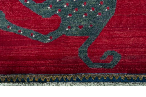 Central medallion detail of 2000s Persian Gabbeh rug from Iran / Persia