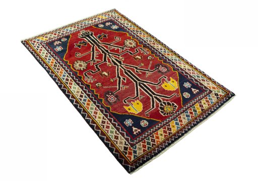Close-up detail of 2000s Persian Gabbeh rug from Iran / Persia showing Wool weave