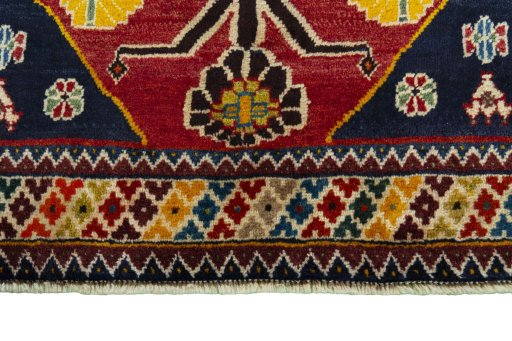 Central medallion detail of 2000s Persian Gabbeh rug from Iran / Persia