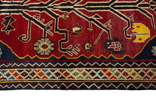 Close-up detail of 2000s Persian Gabbeh rug from Iran / Persia showing Wool weave