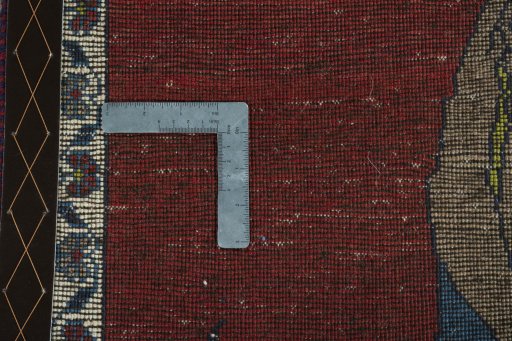 Close-up detail of 2000s Persian Gabbeh rug from Iran / Persia showing Wool weave