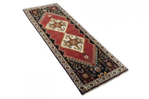 Close-up detail of 2000s Persian Gabbeh rug from Iran / Persia showing Wool weave