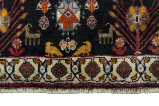 Close-up detail of 2000s Persian Gabbeh rug from Iran / Persia showing Wool weave