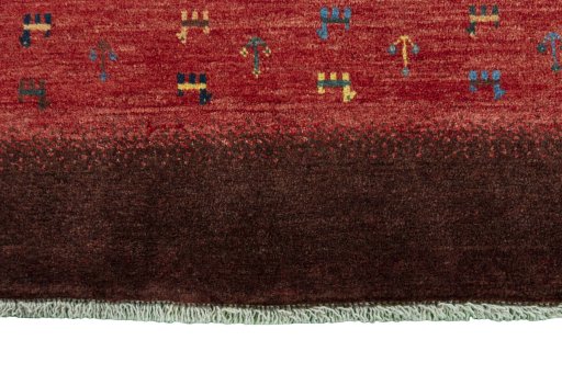 Central medallion detail of 2000s Persian Gabbeh rug from Iran / Persia