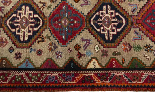 Close-up detail of 2000s Persian Gabbeh rug from Iran / Persia showing Wool weave