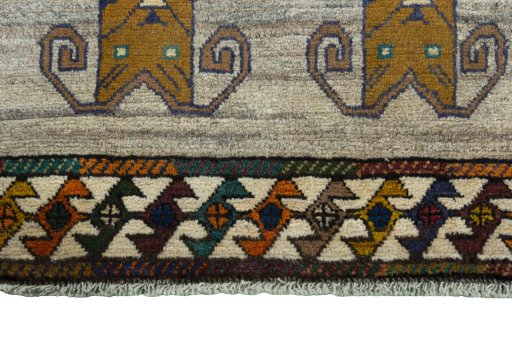 Central medallion detail of 2000s Persian Gabbeh rug from Iran / Persia