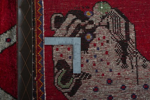 Close-up detail of 2000s Persian Gabbeh rug from Iran / Persia showing Wool weave