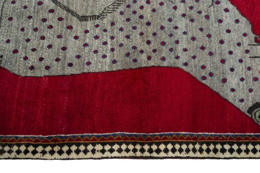 Close-up detail of 2000s Persian Gabbeh rug from Iran / Persia showing Wool weave