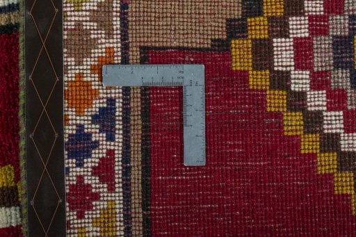 Close-up detail of 2000s Persian Gabbeh rug from Iran / Persia showing Wool weave