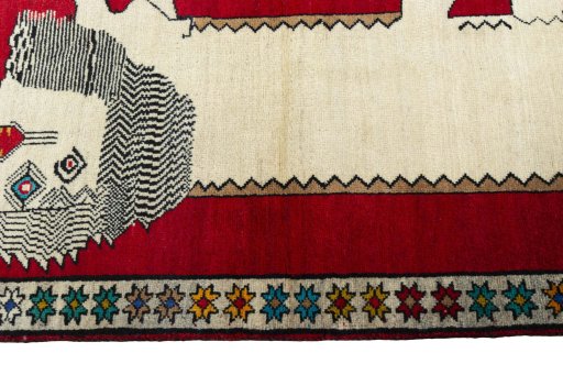 Close-up detail of 2000s Persian Gabbeh rug from Iran / Persia showing Wool weave