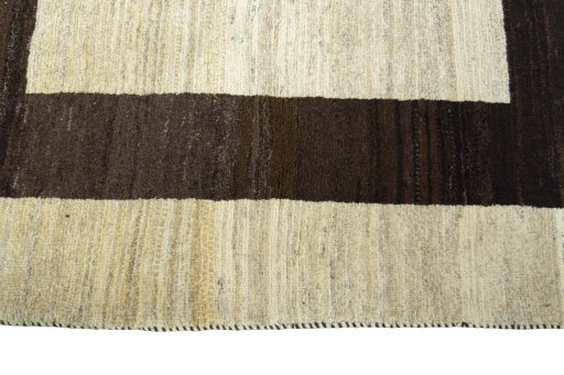 Close-up detail of 2000s Persian Gabbeh rug from Iran / Persia showing Wool weave