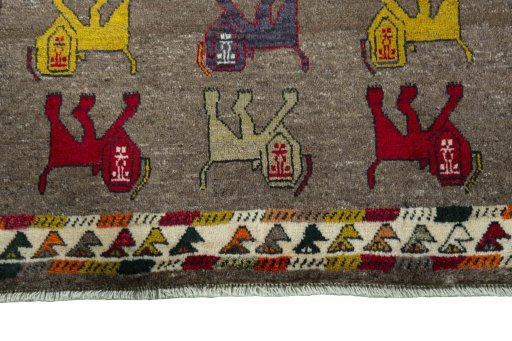 Central medallion detail of 2000s Persian Gabbeh rug from Iran / Persia