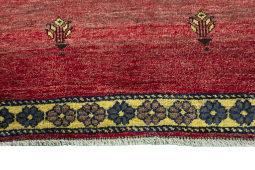 Central medallion detail of 2000s Persian Gabbeh rug from Iran / Persia