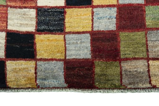 Central medallion detail of 2000s Persian Gabbeh rug from Iran / Persia
