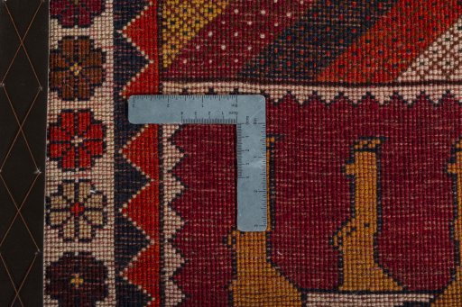 Close-up detail of 2000s Persian Gabbeh rug from Iran / Persia showing Wool weave
