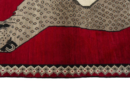 Close-up detail of 2000s Persian Gabbeh rug from Iran / Persia showing Wool weave