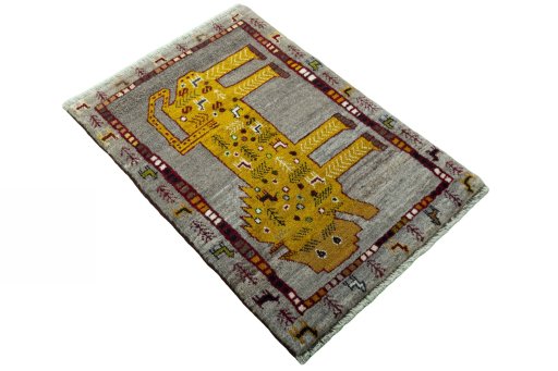Close-up detail of New Persian Gabbeh rug from Iran / Persia showing Wool weave