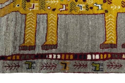 Close-up detail of New Persian Gabbeh rug from Iran / Persia showing Wool weave