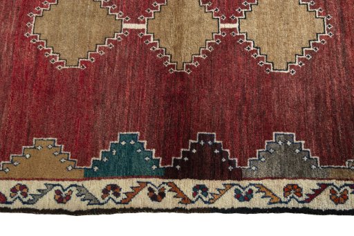 Close-up detail of 2000s Persian Gabbeh rug from Iran / Persia showing Wool weave