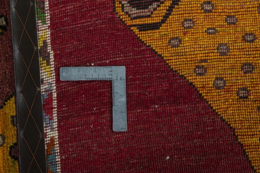 Close-up detail of 2000s Persian Gabbeh rug from Iran / Persia showing Wool weave