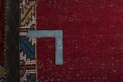 Close-up detail of 2000s Persian Gabbeh rug from Iran / Persia showing Wool weave