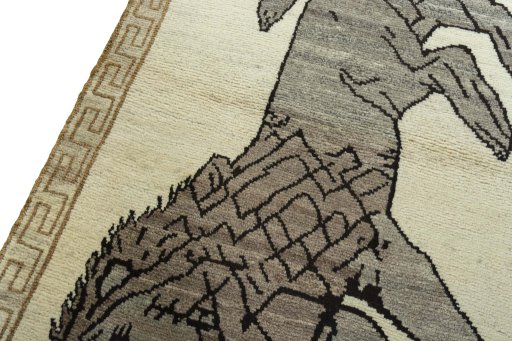Backside of handmade 2000s Persian Gabbeh rug showing knot structure and weave density
