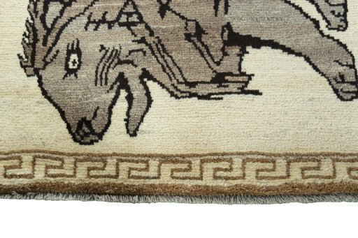 Central medallion detail of 2000s Persian Gabbeh rug from Iran / Persia