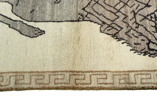 Close-up detail of 2000s Persian Gabbeh rug from Iran / Persia showing Wool weave