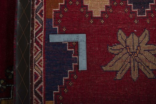 Close-up detail of 2000s Persian Gabbeh rug from Iran / Persia showing Wool weave