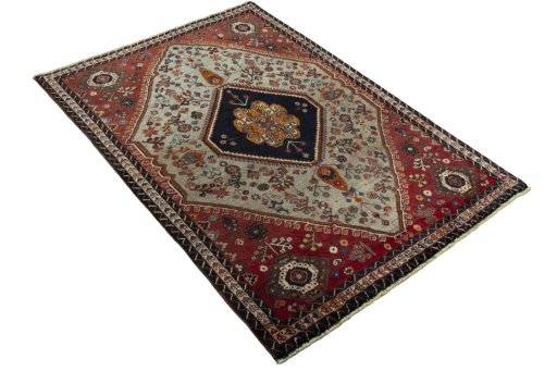 Close-up detail of 2000s Persian Gabbeh rug from Iran / Persia showing Wool weave