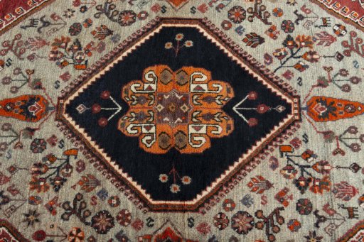 Central medallion detail of 2000s Persian Gabbeh rug from Iran / Persia
