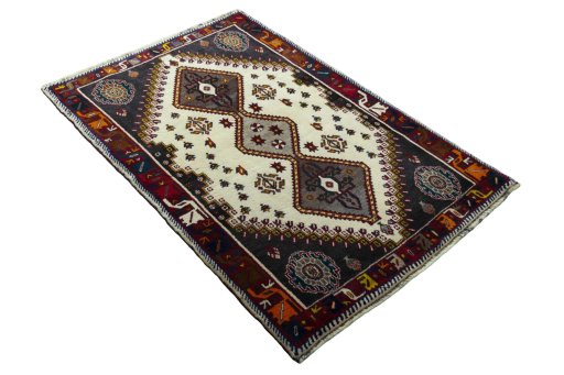 Close-up detail of 2000s Persian Gabbeh rug from Iran / Persia showing Wool weave