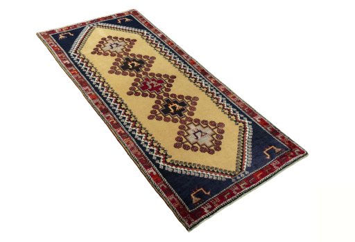 Close-up detail of 2000s Persian Gabbeh rug from Iran / Persia showing Wool weave