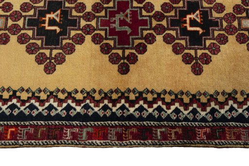 Close-up detail of 2000s Persian Gabbeh rug from Iran / Persia showing Wool weave
