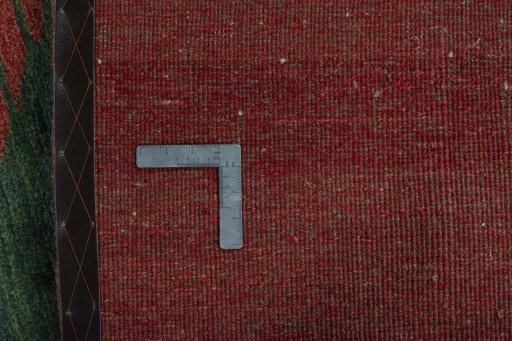Close-up detail of 2000s Persian Gabbeh rug from Iran / Persia showing Wool weave